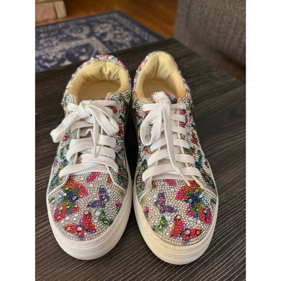 Betsey Johnson Butterfly Sidney All-Over Rhinestone Platform Sneaker Sz. 6.5 - Picture 1 of 10